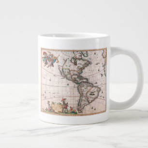 Caneca De Café Grande O mapa de Visscher do Novo Mundo