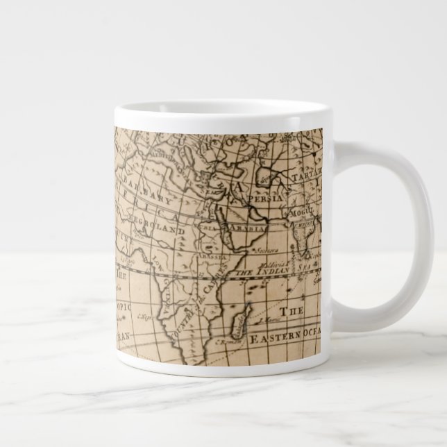 Caneca De Café Grande O Mapa do Mundo de Robinson Crusoe (Direita)