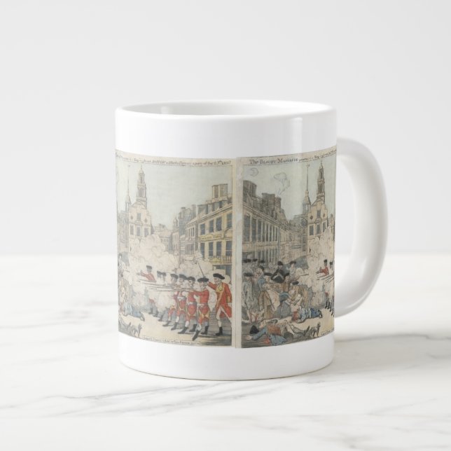 Caneca De Café Grande O Massacre Sangrento - Paul Revere (1770) (Frente Esquerda)
