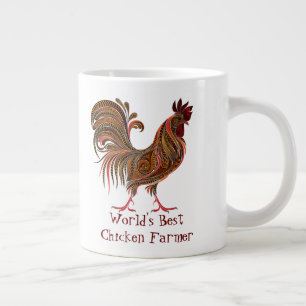 Caneca De Café Grande O melhor galo de citação do Farmer de Frango do Mu