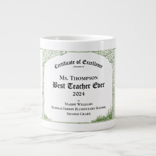 Caneca De Café Grande O melhor professor certificado de excelência