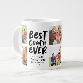 Caneca De Café Grande O melhor treinador de 7 fotos da equipe de colagem