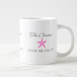 Caneca De Café Grande O Oceano Me Tornou Salgado, Tema de Praia Costeira