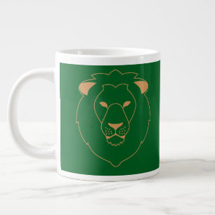 Caneca De Café Grande O Olhar do Leão: Contorno Dourado