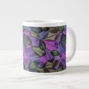 Caneca De Café Grande O outono disperso deixa verde roxo e rosa