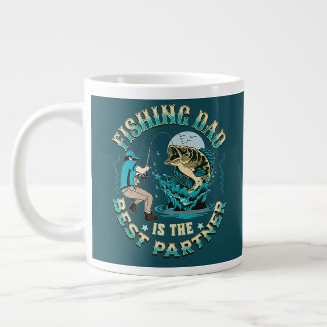 Caneca De Café Grande O Pai De Pesca É O Melhor Parceiro (Esquerda)