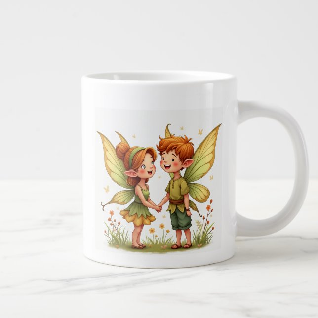 Caneca De Café Grande O par da fada de amor Mugs (Direita)