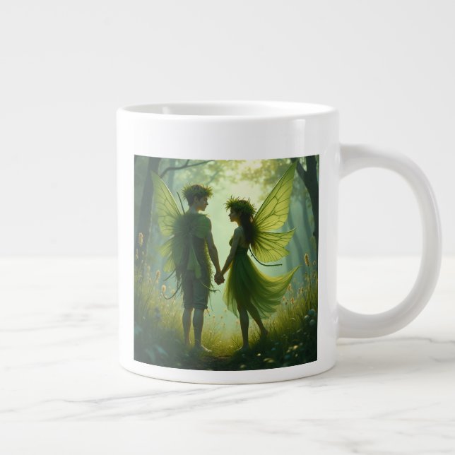 Caneca De Café Grande O par da fada de amor Mugs (Direita)