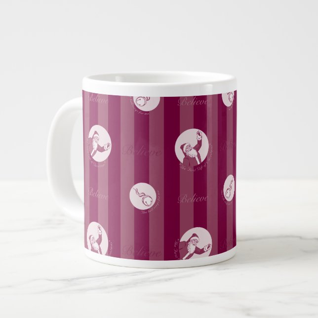 Caneca De Café Grande O Polar Express | Padrão de Papai Noel Striped (Frente Esquerda)