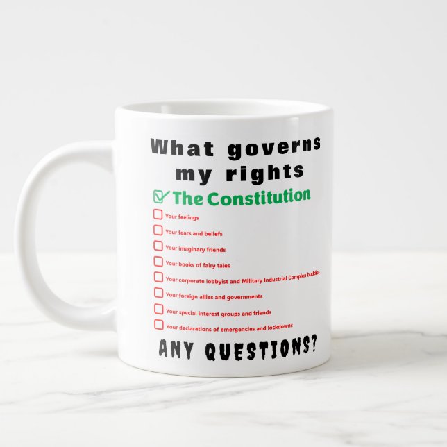 Caneca De Café Grande O que governa meus direitos - A Constituição (Esquerda)