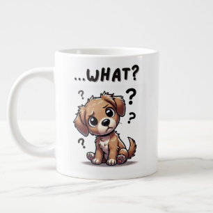 Caneca De Café Grande "...o quê?" Puppy com cartoon confundida