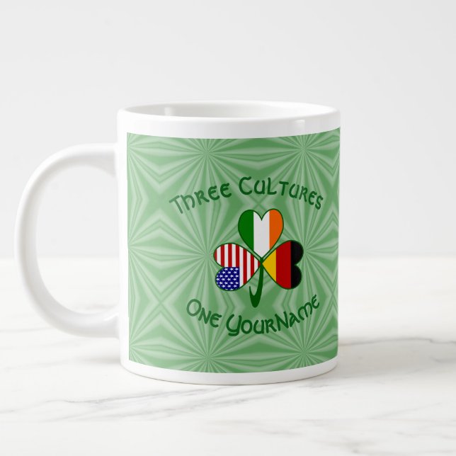 Caneca De Café Grande O Shamrock alemão Irish American Flagiliza Persona (Esquerda)