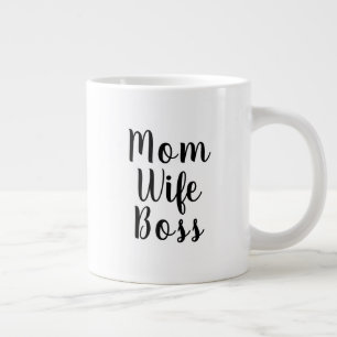 Caneca De Café Grande O texto personalizado preto branco da esposa da m
