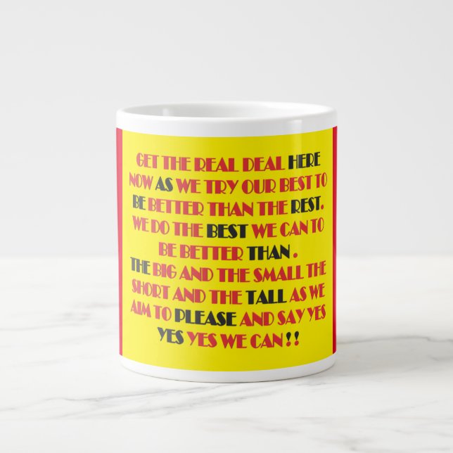 Caneca De Café Grande O verdadeiro negócio das cartas de promoção (Frente)