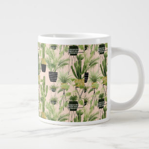 Caneca De Café Grande Oásis Interior   Padrão de linhagem vegetal