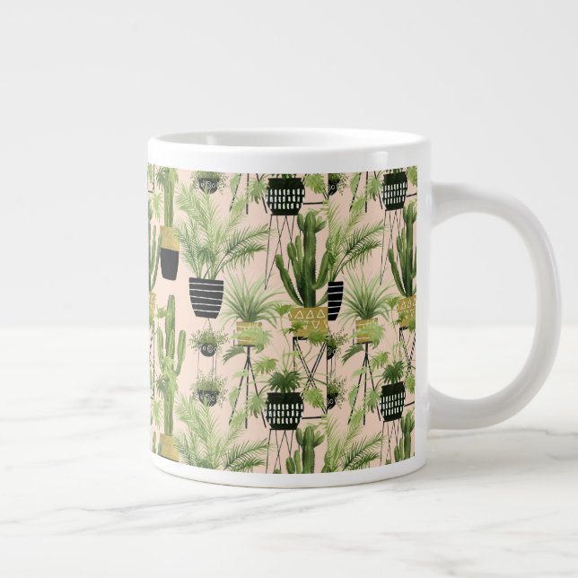 Caneca De Café Grande Oásis Interior | Padrão de linhagem vegetal (Direita)