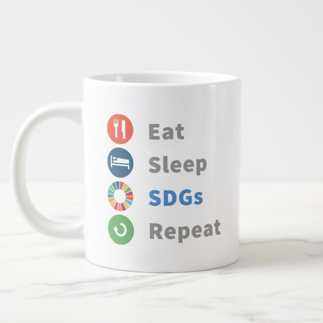 Caneca De Café Grande Objetivos de Sustentabilidade Modernos Engraçados (Esquerda)