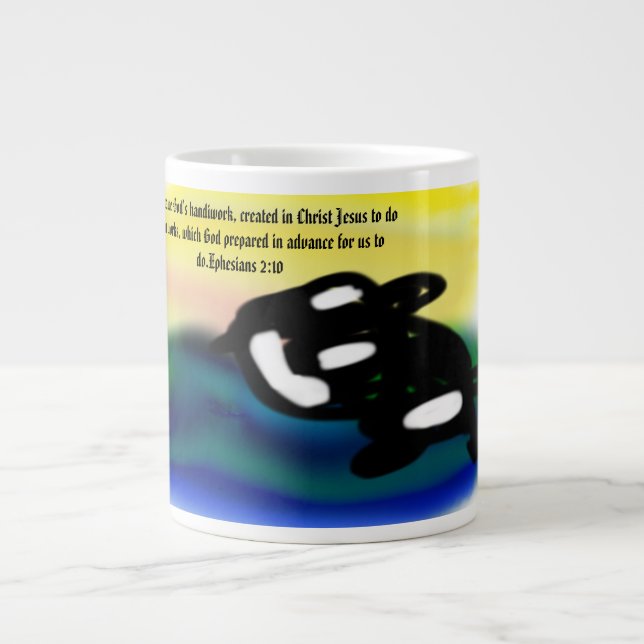 Caneca De Café Grande obra das mãos de Jesus (Frente)