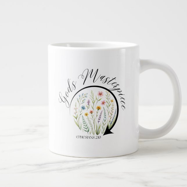 Caneca De Café Grande Obra-prima de Deus Efésios 2:10 Versículo da Bíbli (Direita)