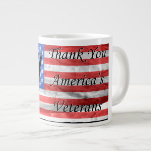 Caneca De Café Grande Obrigado aos veteranos da América com bandeira e s