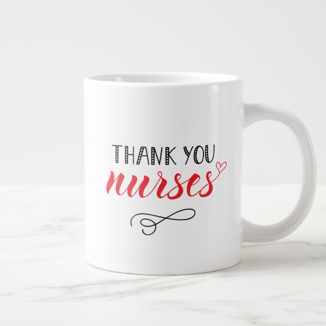 Caneca De Café Grande Obrigado Enfermeiras| Fonte divertida (Direita)