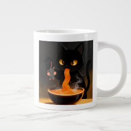 Caneca De Café Grande Obsidian Cat & Daring Mouse – Midnight Ramen Feast
