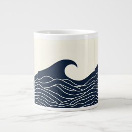 Caneca De Café Grande Ocean Wave Silhouette Coastal Mug