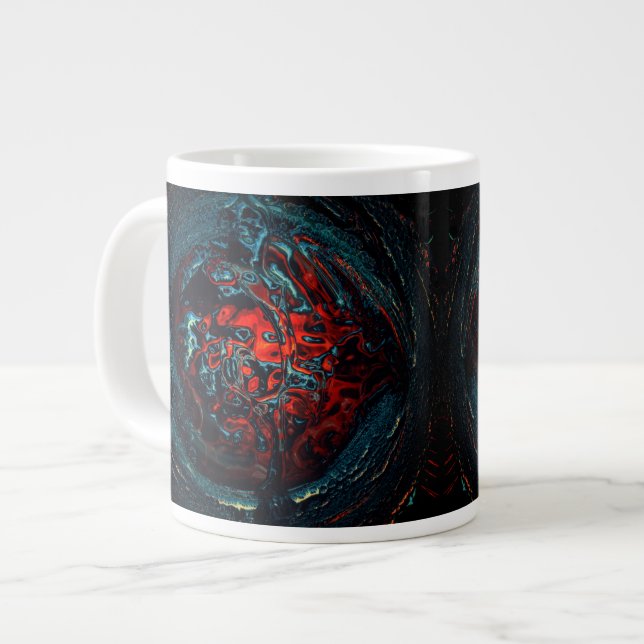Caneca De Café Grande Oceano Inferno - Brilho Vermelho (Frente Esquerda)