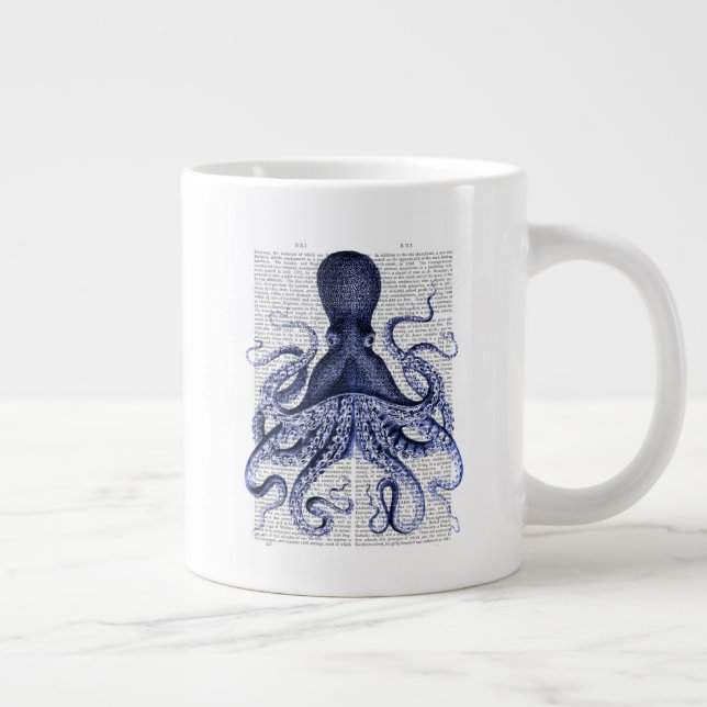 Caneca De Café Grande Octopus azul (Direita)
