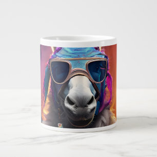Caneca De Café Grande Óculos Azuis Funky Donkey