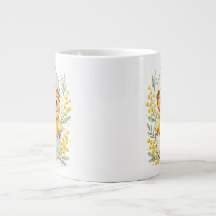 Caneca De Café Grande Óculos de Frio Pintinho de Páscoa Flor de Mimosa