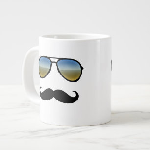 Caneca De Café Grande Óculos escuros engraçados com bigode
