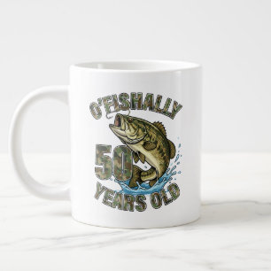 Caneca De Café Grande OFishally 50 Anos de Idade Amante da Pesca Anivers