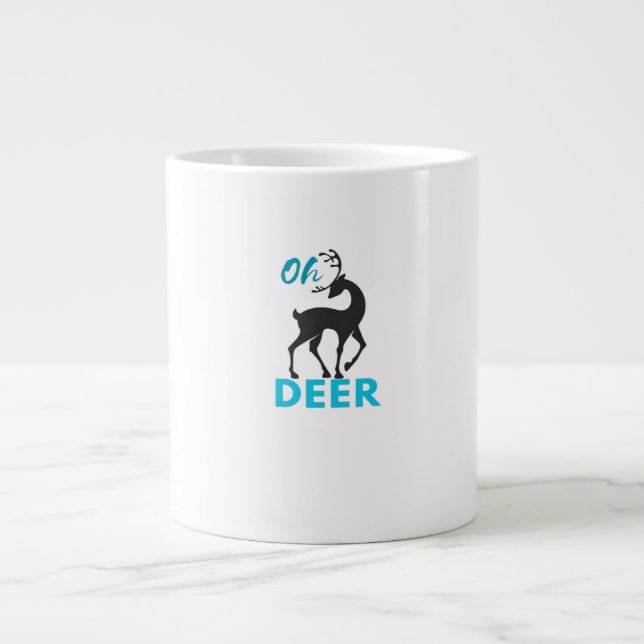 Caneca De Café Grande Oh Deer Minimal Design  (Frente)