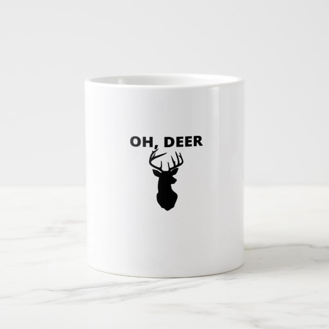 Caneca De Café Grande Oh Deer Oh Dear Whimsical Art Style  (Frente)