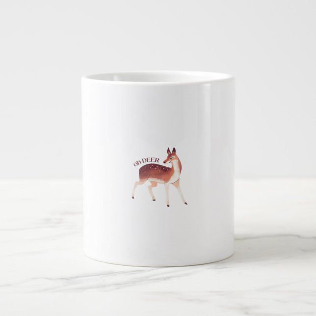 Caneca De Café Grande Oh Deer Whimsical Creative Design  (Frente)