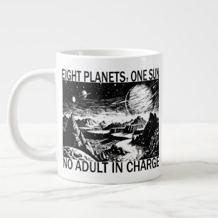 Caneca De Café Grande Oito Planetas Um Sol Sem Adulto Responsável Humor