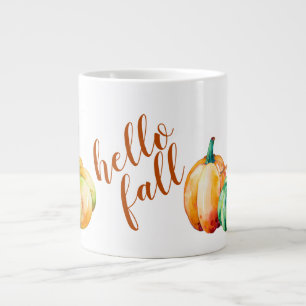 Caneca De Café Grande Olá, Fall, Pumpkins.