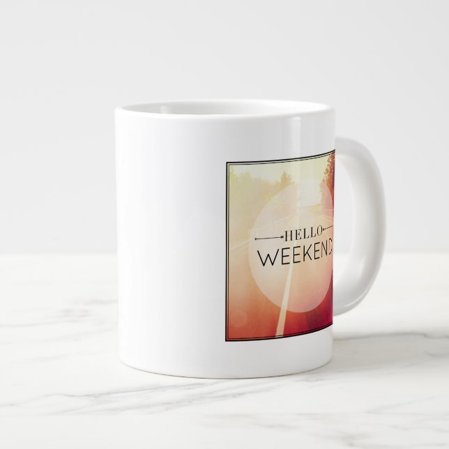 Caneca De Café Grande Olá Fim de Semana 3 (Frente Esquerda)