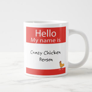 Caneca De Café Grande Olá Meu nome é Louca Pessoa de Frango - Coffee M