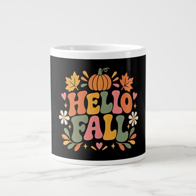 Caneca De Café Grande Olá Outono (Frente)
