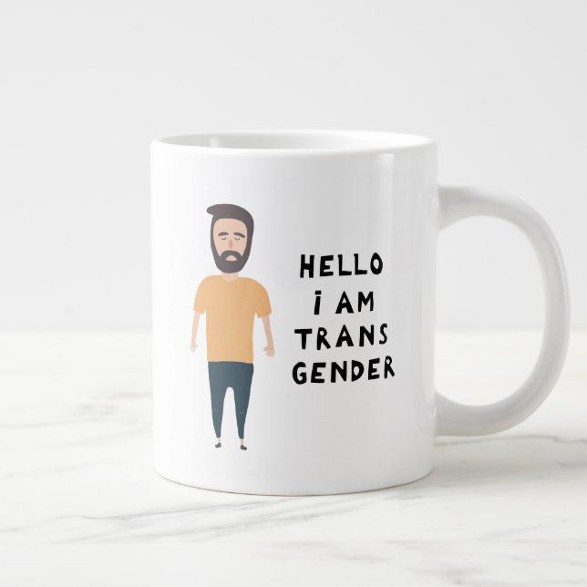 Caneca De Café Grande Olá Sou Transgênero (Direita)