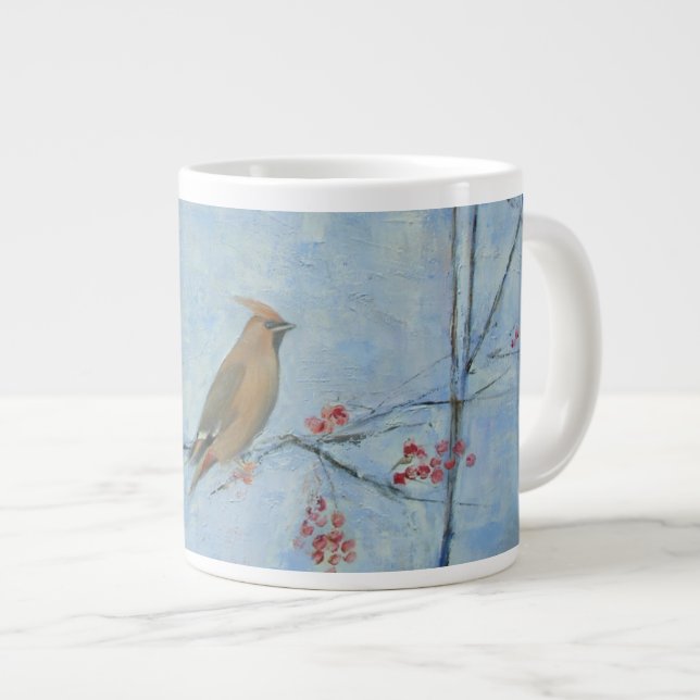 Caneca De Café Grande Óleo do Waxwing 2013 em canvas (Frente Esquerda)