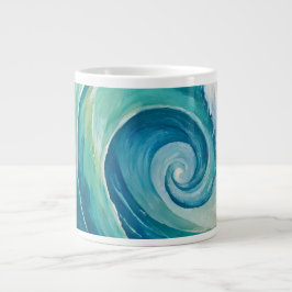 Caneca De Café Grande Onda Espiral do Oceano Abstrato