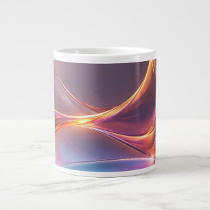 Caneca De Café Grande Ondas Líquidas Abstratas Multicoloridas Neon Brilh