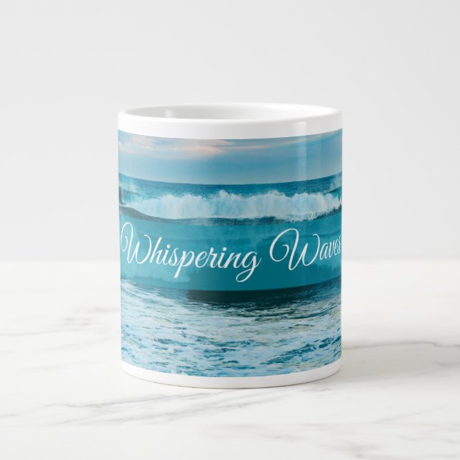 Caneca De Café Grande Ondas sussurrantes: ASMR inspirado no oceano (Frente)