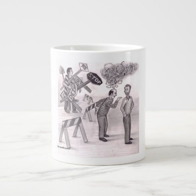Caneca De Café Grande One Man Angry Pointing a Finger at Another Man Sta (Frente)