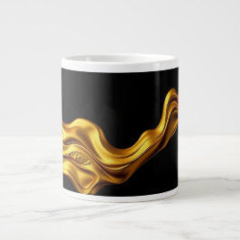 Caneca De Café Grande Opulent Swirl Liquid Gold Black Monochrom Designer