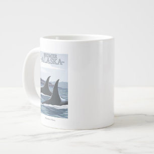 Caneca De Café Grande Orca Whales #1 - Homer, Alaska