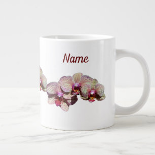 Caneca De Café Grande Orchid Flor Seu Nome Personalizado